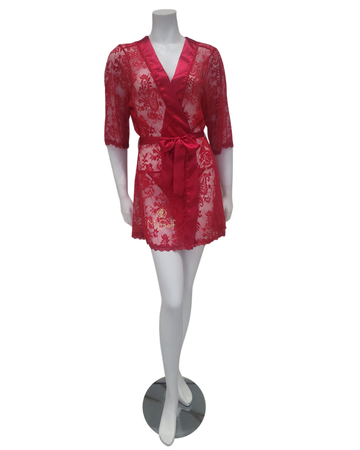 Mapale 7115X Red Lace & Satin Plus Size Wrap Robe w/ Matching G-String myselflingerie.com